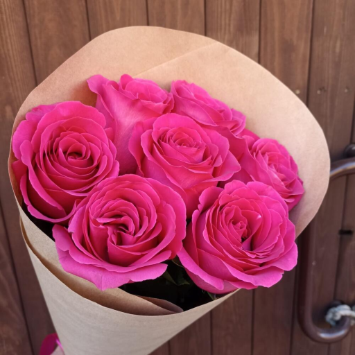 Букет из 7 розовых роз "Пинк Флойд". Фото №1