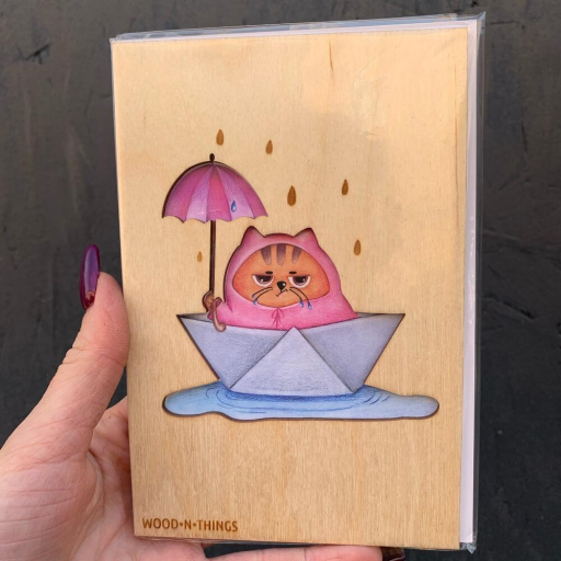 Деревянная открытка "Потоп". Фото №1