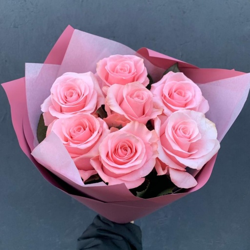Букет из 7 розовых роз «Би Свит». Фото №1