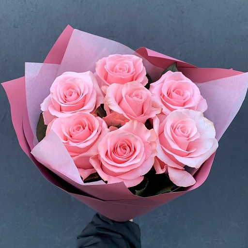 Букет из 7 розовых роз «Би Свит». Фото №2