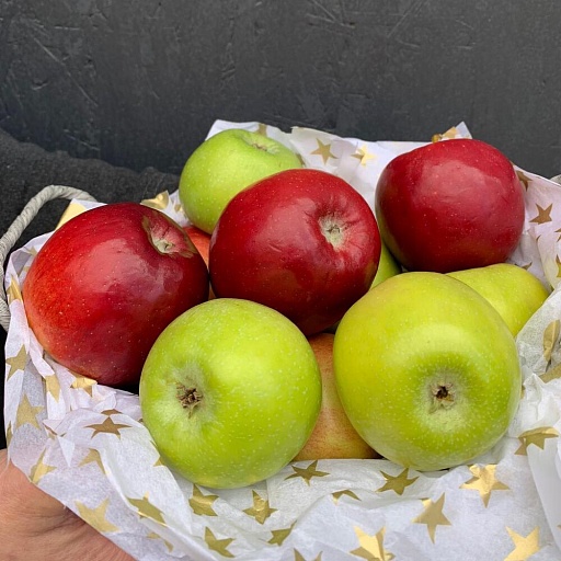 Корзинка - комплимент с яблоками "Яблочное лукошко". Фото №5