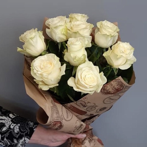 Букет из 9 белых роз "Мондиаль". Фото №4
