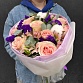 Букет с розами, альстромериями,статицей,хлопком и эвкалиптом "Вероника". Фото №8