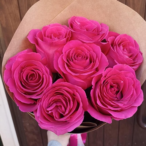 Букет из 7 розовых роз "Пинк Флойд". Фото №2