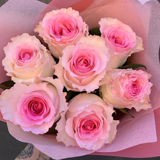 Букет из 7 розовых роз «Мандала». Фото №4