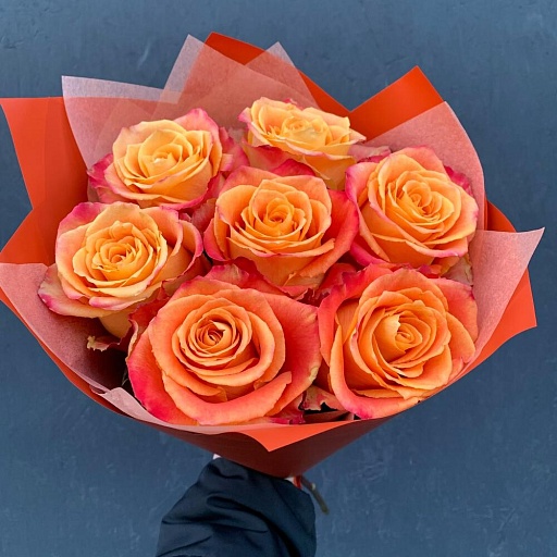 Букет из 7 красно-желтых роз «Силантой». Фото №3